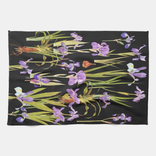 Botanische Iris Flowers Floral Irises Theedoek (Horizontaal)