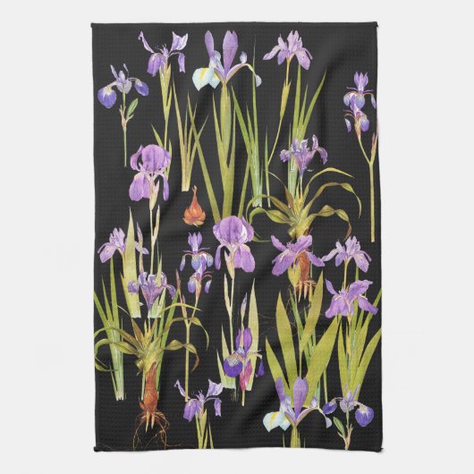 Botanische Iris Flowers Floral Irises Theedoek (Verticaal)