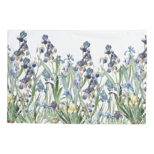 Botanische Iris Flowers Floral Pillowcase Kussensloop (Achterkant)