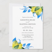 Botanische Italiaanse bruiloft citroenen Waterverf Kaart (Voorkant)