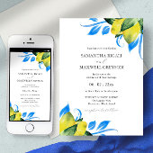 Botanische Italiaanse bruiloft citroenen Waterverf Kaart