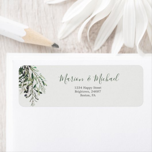 Botanische Italiaanse Groene Olijfbranche Etiket (Insitu)