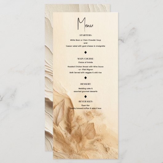 Botanische Ivoor Cream Boheemse Textured Menu (Voorkant / Achterkant)