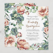 Botanische Ivoor Floral Waterverf Herfst Baby show Kaart (Voorkant / Achterkant)