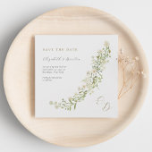 Botanische ivoor Gold Wilde Flowers Monogram Wedde Save The Date