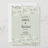 Botanische ivoor munt delicate bloemen bruiloft kaart (Voorkant)