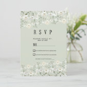 Botanische ivoor munt delicate bloemen RSVP Kaart (Staand voorkant)