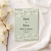 Botanische ivoor munt delicate flora Save the Date Kaart