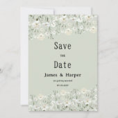Botanische ivoor munt delicate flora Save the Date Kaart (Voorkant)