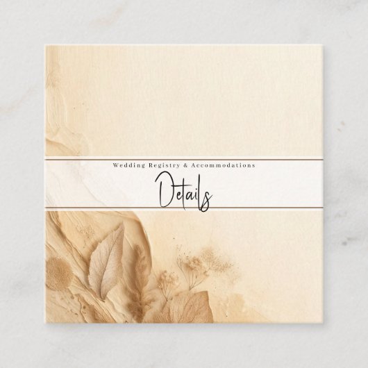 Botanische Ivoorcrème Boheemse getextureerde detai Vierkante Visitekaartje (Voorkant)