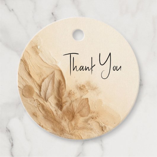 Botanische Ivoorcrème Boheemse Textured Wedding Bedankjes Labels (Voorkant)