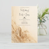 Botanische Ivoorcrème Boheemse Textured Wedding Kaart (Staand voorkant)