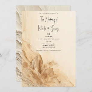 Botanische Ivoorcrème Boheemse Textured Wedding Kaart