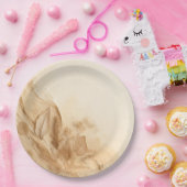 Botanische Ivoorcrème Boheemse Textured Wedding Papieren Bordje (Feest)