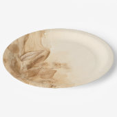 Botanische Ivoorcrème Boheemse Textured Wedding Papieren Bordje (Gekanteld)