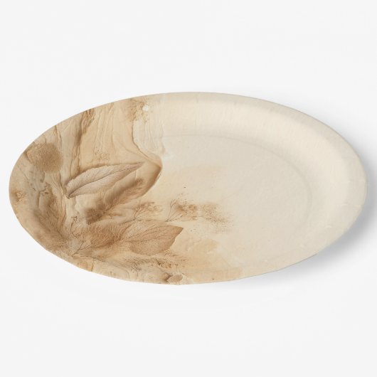 Botanische Ivoorcrème Boheemse Textured Wedding Papieren Bordje (Gekanteld)