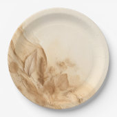 Botanische Ivoorcrème Boheemse Textured Wedding Papieren Bordje (Voorkant)