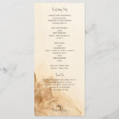 Botanische Ivoorcrème Boheemse Textured Wedding Programmakaart (Achterkant)