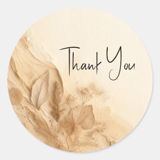 Botanische Ivoorcrème Boheemse Textured Wedding Ronde Sticker (Voorkant)