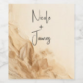 Botanische Ivoorcrème Boheemse Textured Wedding Wijn Etiket (Enkel label)