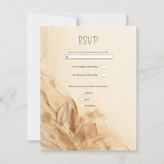 Botanische Ivoorcrème Bohemian Textured RSVP Kaart (Voorkant)