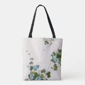 Botanische Japanse Waterverf blauwe ventilator Tote Bag (Achterkant)
