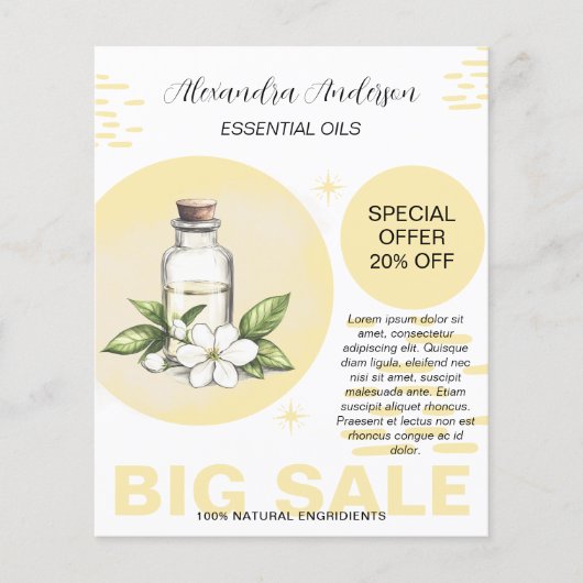 Botanische Jasmin Etherische Oliën Aquarel Bloemsc Flyer (Voorkant)