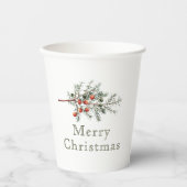  botanische jeneverbes kerstgroen papieren bekers (Voorkant)