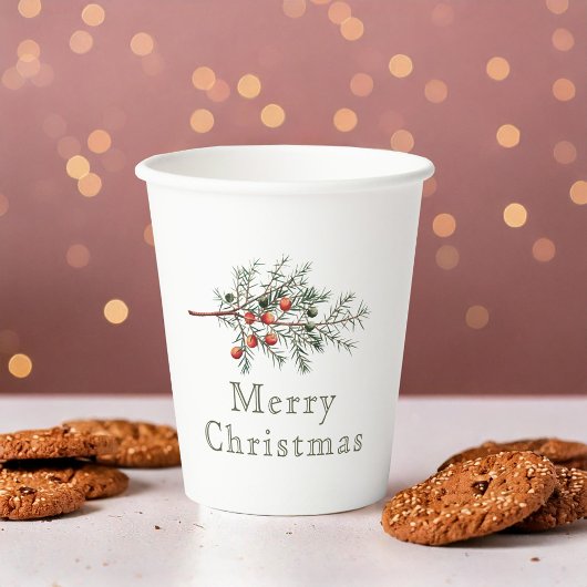  botanische jeneverbes kerstgroen papieren bekers