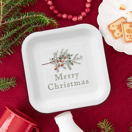  botanische jeneverbes kerstgroen papieren bordje