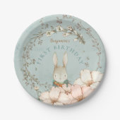  botanische jongen uit de Cute Bunny 1st Birthday Papieren Bordje (Voorkant)