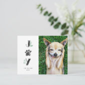 Botanische joy Paw-afdrukken | Foto Pet Feestdagenkaart (Staand voorkant)