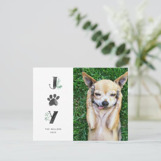 Botanische joy Paw-afdrukken | Foto Pet Feestdagenkaart (Staand voorkant)