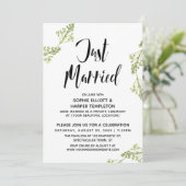 Botanische Just Married Typografie Trouwfeest Kaart (Staand voorkant)