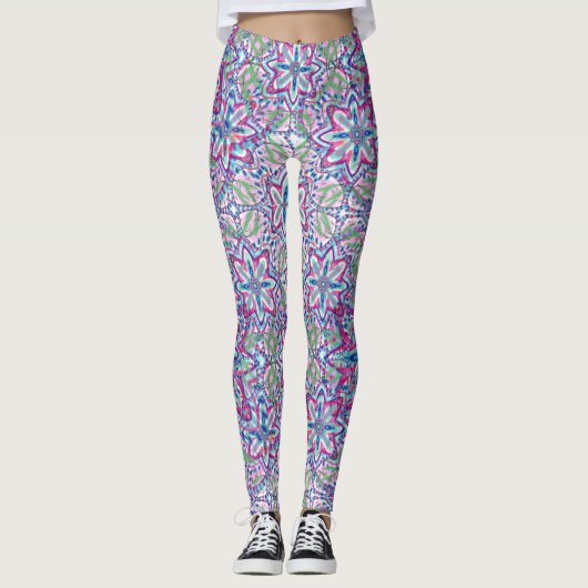 Botanische Kaleido Bloei Leggings (Voorkant)