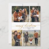 Botanische kalligrafie 4 Multi Photo Christmas Feestdagenkaart (Voorkant)