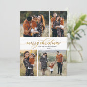 Botanische kalligrafie 4 Multi Photo Christmas Feestdagenkaart (Staand voorkant)