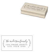 Botanische kalligrafie Familienaam Return Address Rubberstempel (Gestempeld)