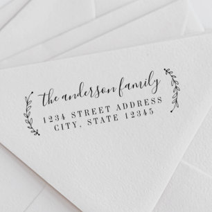 Botanische kalligrafie Familienaam Return Address Zelfinktende Stempel