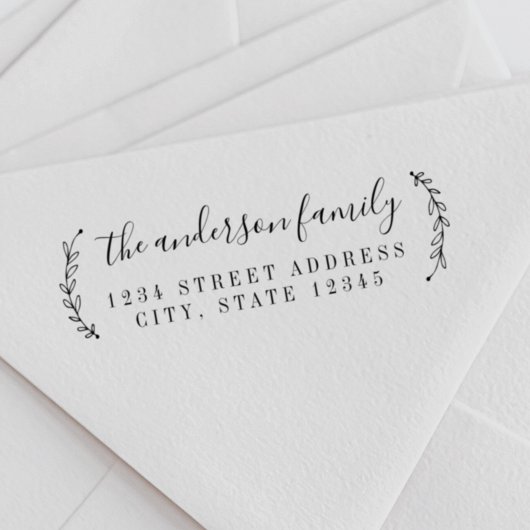 Botanische kalligrafie Familienaam Return Address Zelfinktende Stempel