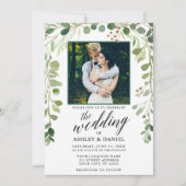Botanische kalligrafie Foto Weddenschap Green Kaart (Voorkant)