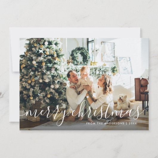 Botanische kalligrafie Foto's met prettige kerstKa Feestdagenkaart (Voorkant)