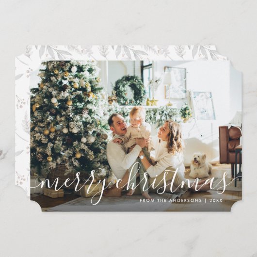 Botanische kalligrafie Foto's met prettige kerstKa Feestdagenkaart (Voorkant / Achterkant)