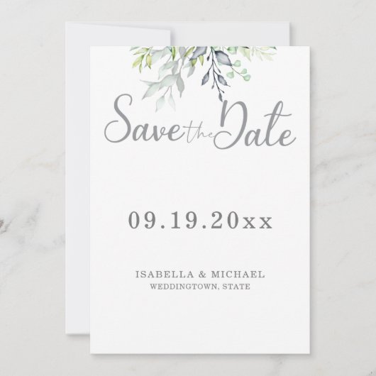 Botanische kalligrafie Huwelijk Save the Date (Voorkant)