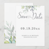 Botanische kalligrafie Huwelijk Save the Date (Voorkant / Achterkant)