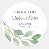Botanische kalligrafie juwelier dank u ronde sticker (Voorkant)