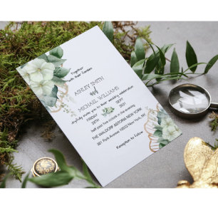 Botanische kalligrafie Rustic Greenery Floral Gold Kaart