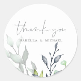 Botanische kalligrafie Weddenschap Bedankt Ronde Sticker