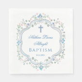 Botanische kam Blauw Kruis doop Servet (Voorkant)