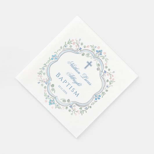 Botanische kam Blauw Kruis doop Servet (Hoek)